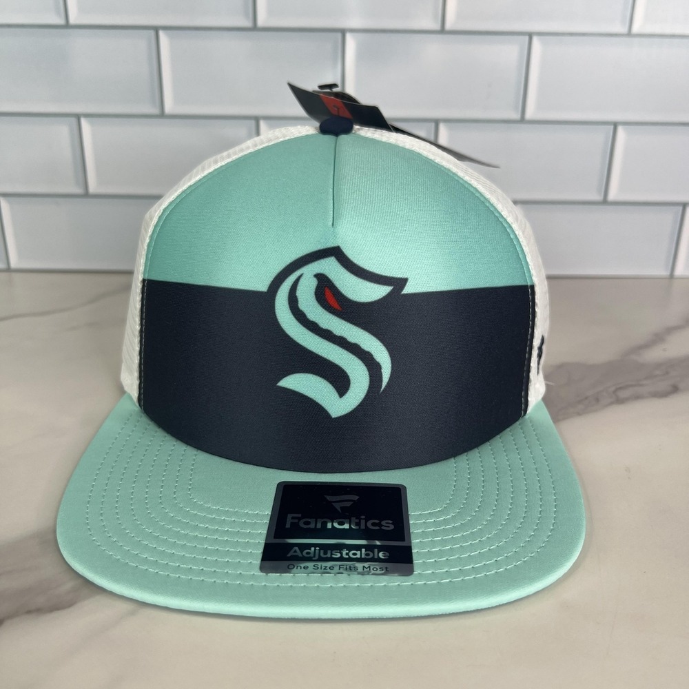 Seattle Kraken‎ Hat Cap Snap Back Trucker Mesh Mens One Size NHL Hockey Sea Blue